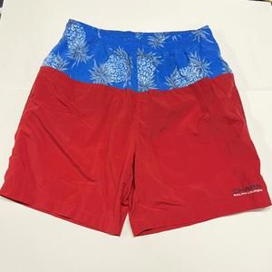 VTG Chaps Ralph Lauren Swim Suit Board Shorts Trunks Red Blue Pineapple Mens L